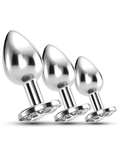 Conjunto de Plugs Metálicos com Cristal Train Trio