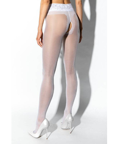 Collant Aberto Hip Lace 30 DEN Amour Branco