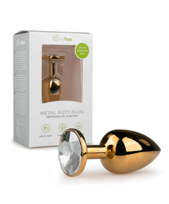 Plug Anal Dourado com Cristal Transparente EasyToys  - Pequeno