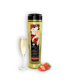 Óleo de Massagem Shunga Romance Morango Champanhe 240ml.