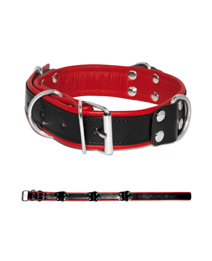 Colar Bondage Com Argola Preto/Vermelho