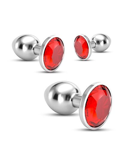 Conjunto de Plugs Metálicos com Cristal Vermelho Train Trio