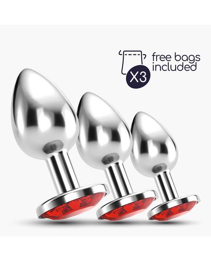 Conjunto de Plugs Metálicos com Cristal Vermelho Train Trio