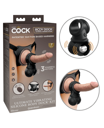 Strap-on King Cock Ultimate Vibrating Silicone Body Dock Kit 7''