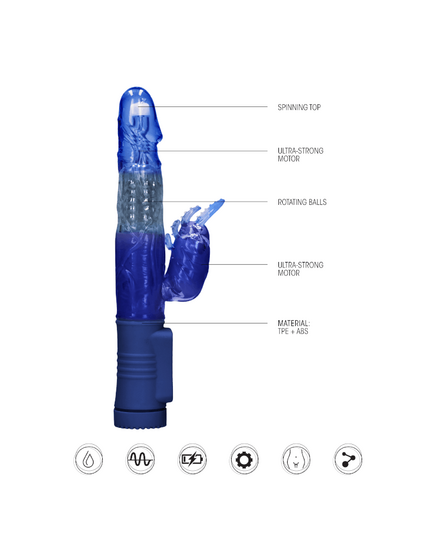 Vibrador Rabbit Rotating Beetle Shots - Azul