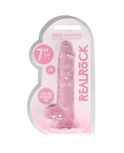 Dildo RealRock Crystal Clear 17 cm Rosa