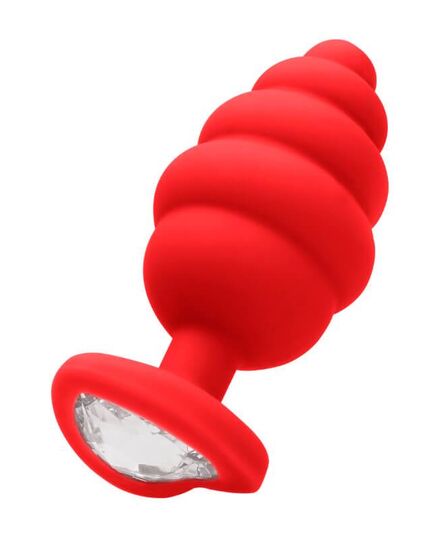 Plug Anal com Cristal Ouch! Extra Large Ribbed Diamond Heart Plug Vermelho