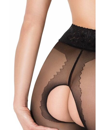 Collant Aberto Hip Lace 30 DEN Amour Preto