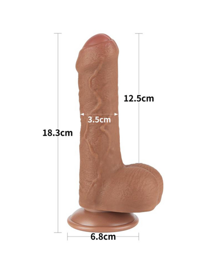 Dildo Sliding Skin Dual Layer Dong 7" Natural