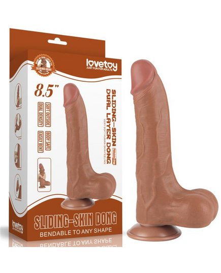 Dildo Sliding Skin Dual Layer Dong 8.5" Castanho