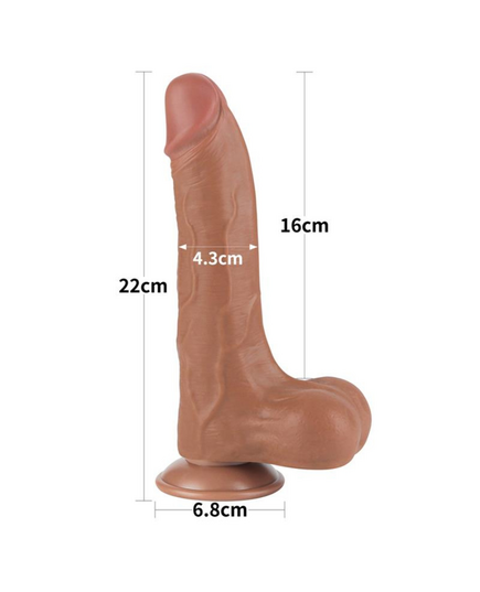 Dildo Sliding Skin Dual Layer Dong 8.5" Castanho